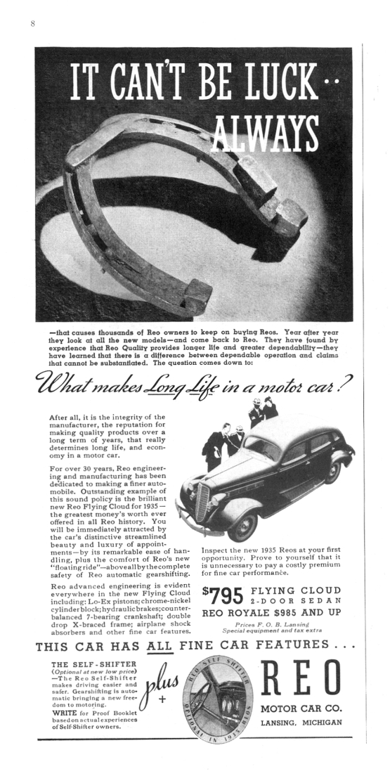 1935 REO Auto Advertising